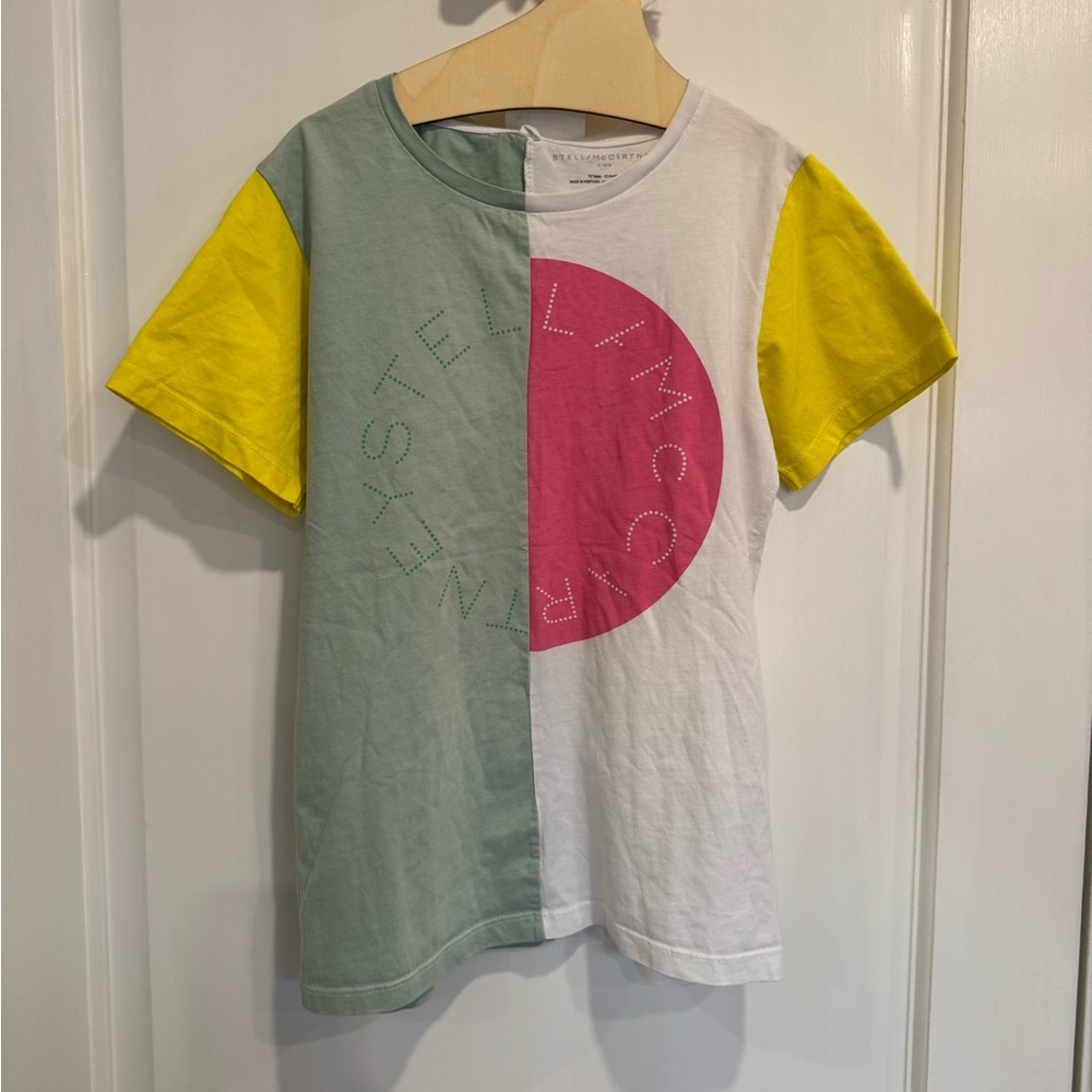Stella McCartney Kids Mint and Yellow colorblock Tee